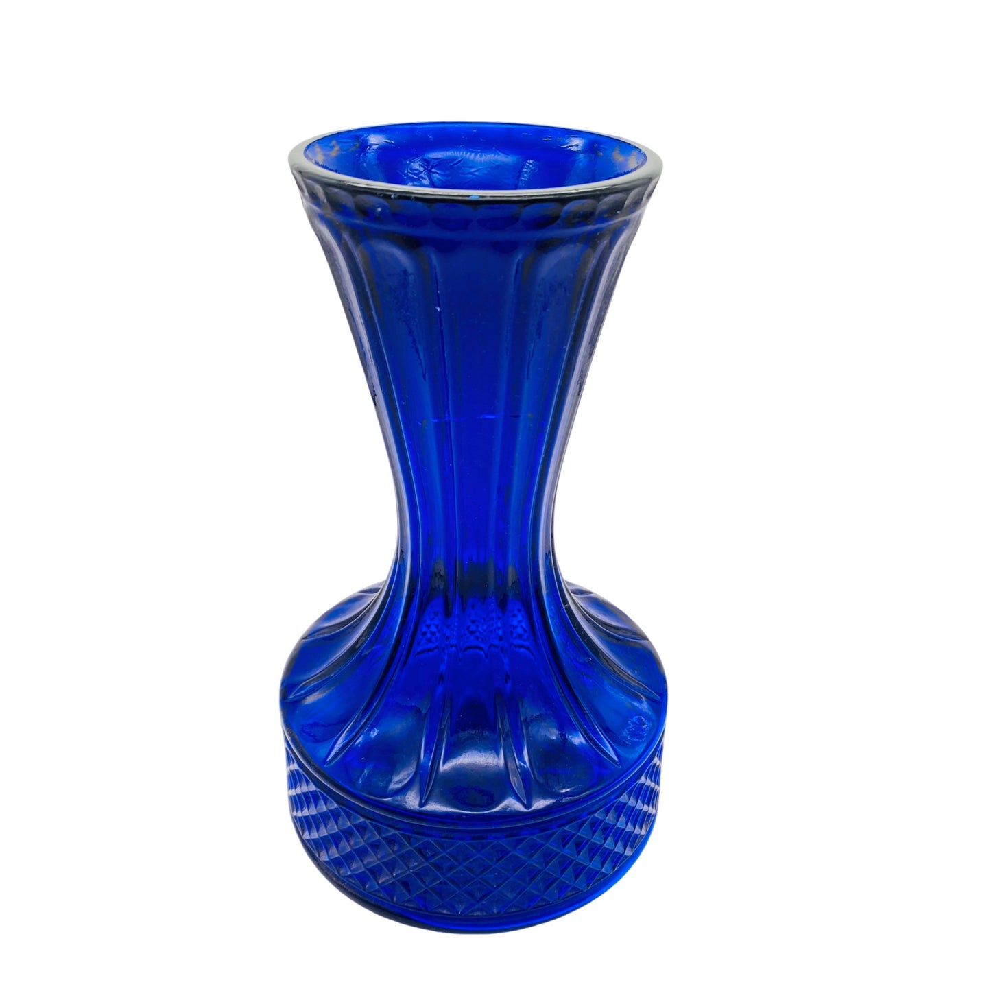 Vase blau Pressglas 70er 80er Vintage Dekoration Glas