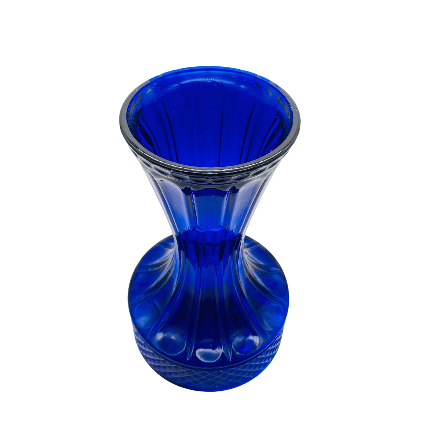 Vase blau Pressglas 70er 80er Vintage Dekoration Glas