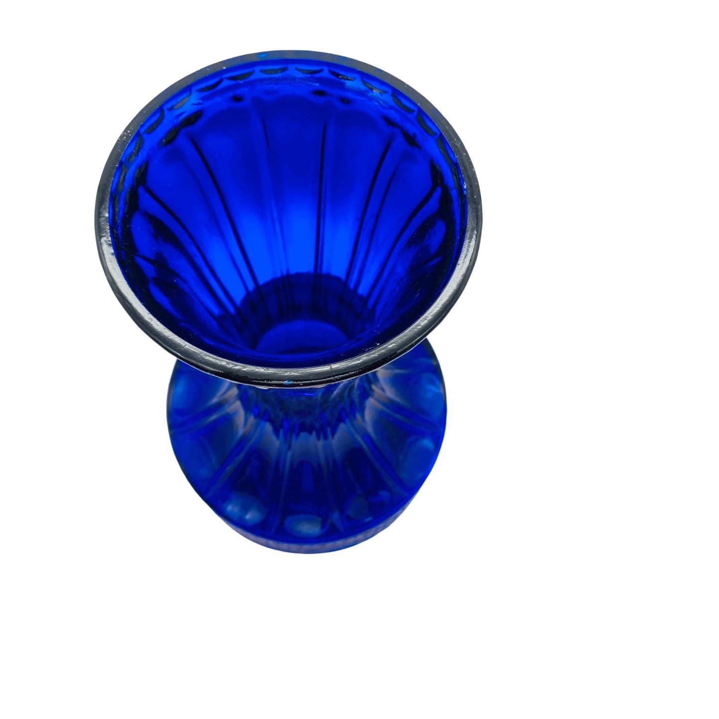Vase blau Pressglas 70er 80er Vintage Dekoration Glas