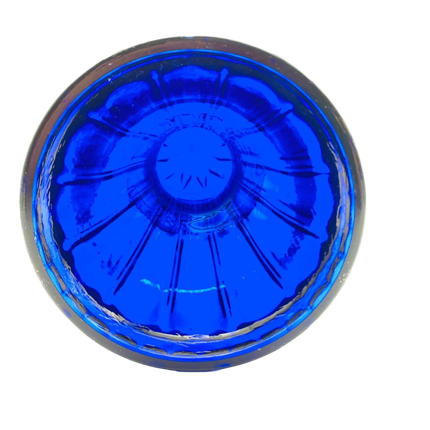 Vase blau Pressglas 70er 80er Vintage Dekoration Glas