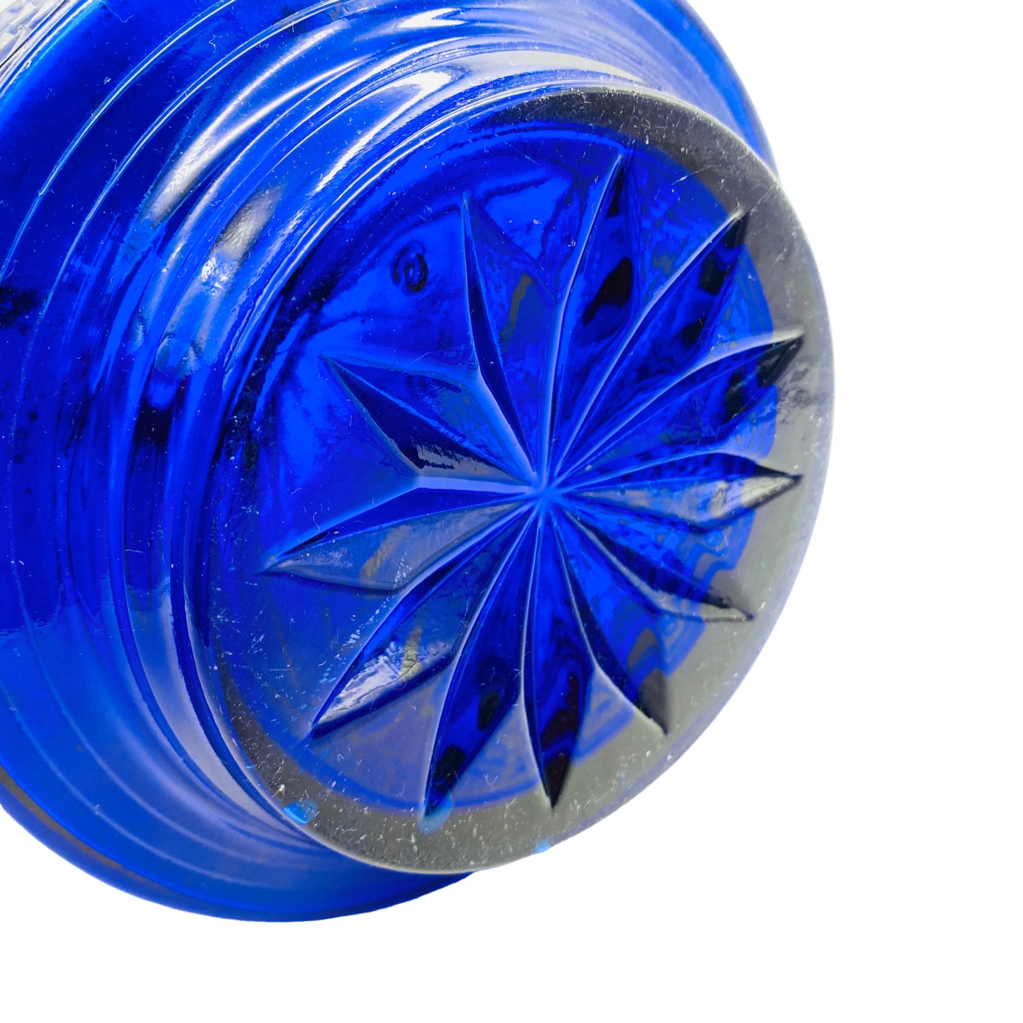 Vase blau Pressglas 70er 80er Vintage Dekoration Glas