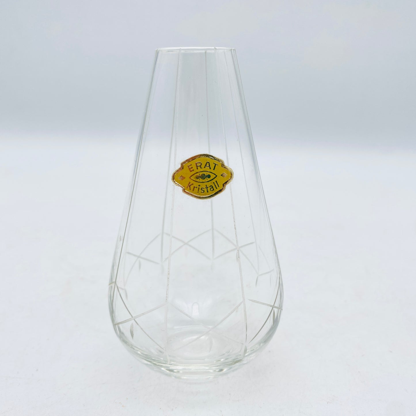 Erat Kristall Vase Glas beschliffen 50er 60er Mid Century Lounge