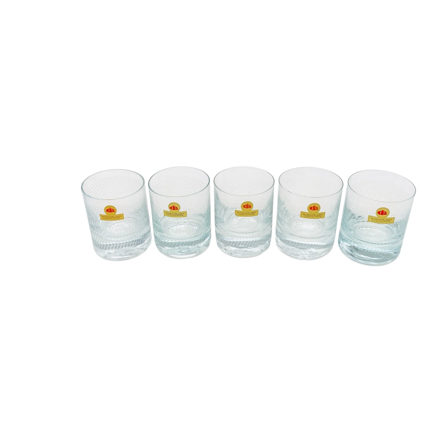 INGRID 5er Set Trinkgläser Wassergläser beschliffen Whiskygläser 70er Vintage Gläser