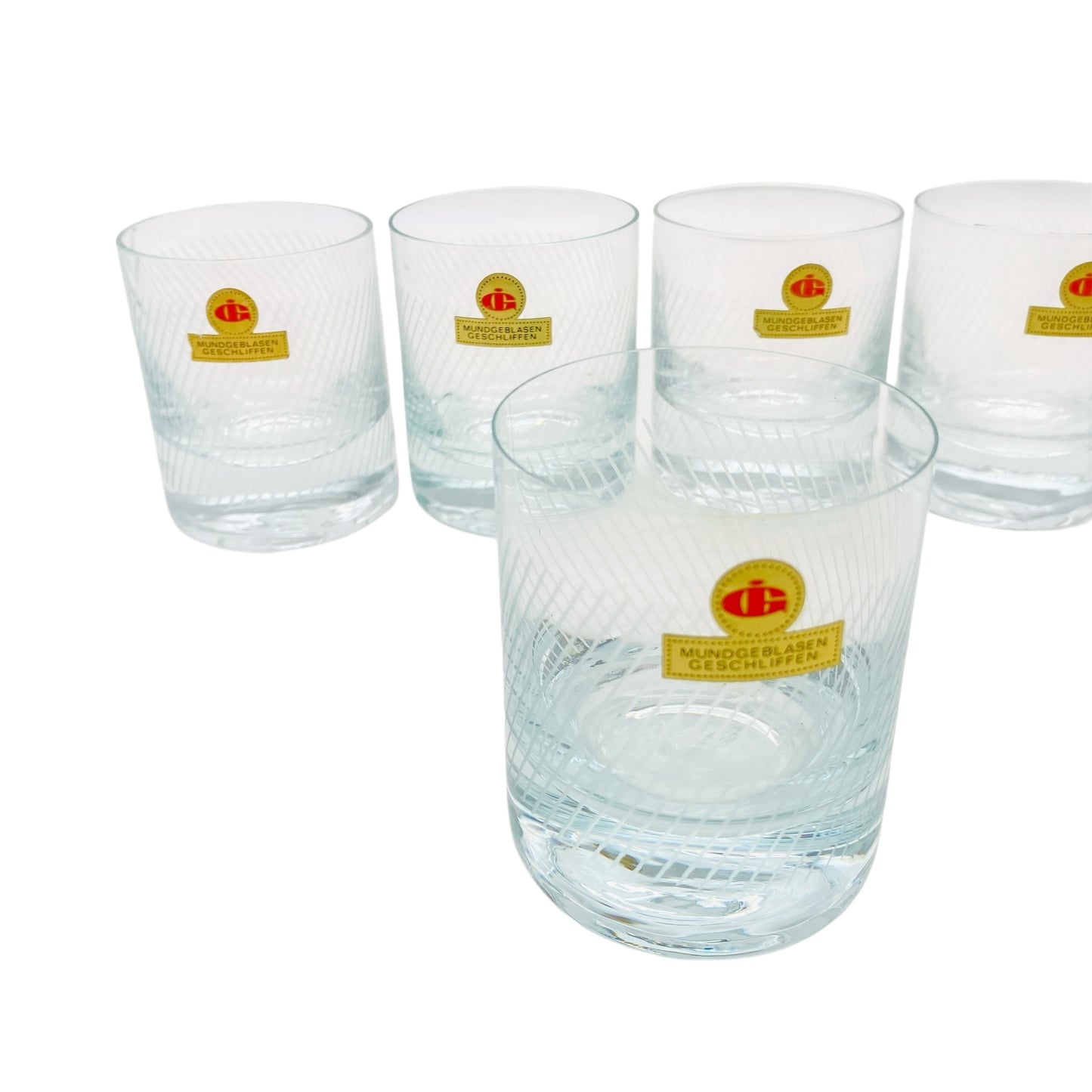 INGRID 5er Set Trinkgläser Wassergläser beschliffen Whiskygläser 70er Vintage Gläser