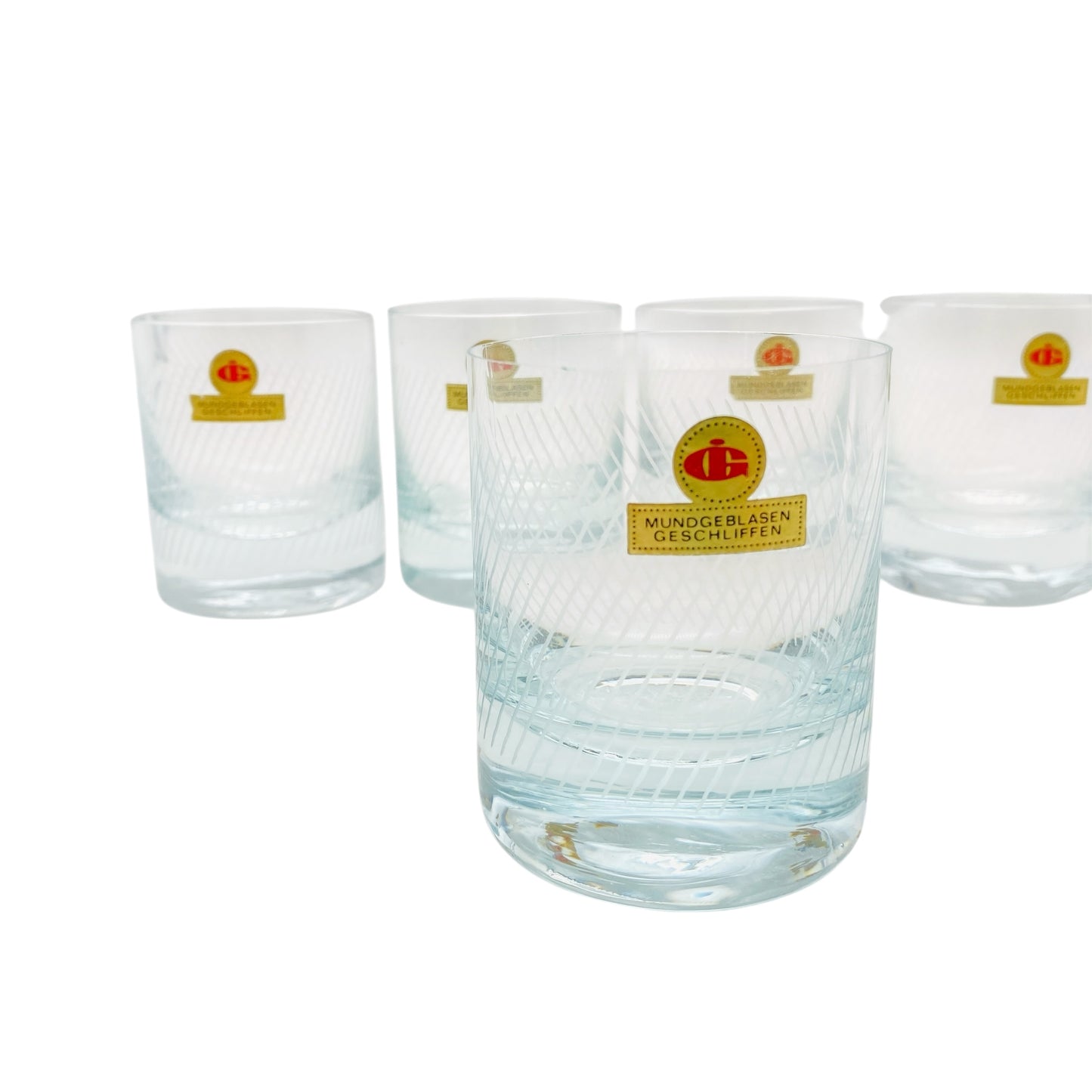 INGRID 5er Set Trinkgläser Wassergläser beschliffen Whiskygläser 70er Vintage Gläser