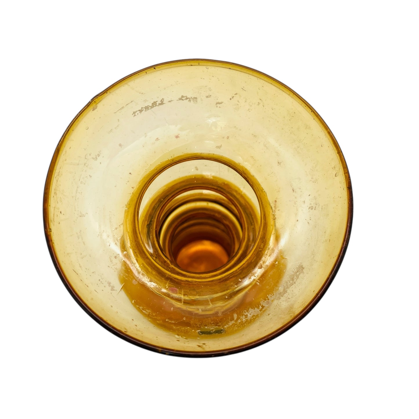 INGRID Glas Kerzenleuchter Vase Bernstein gelb 60er 70er Jahre Vintage Deko