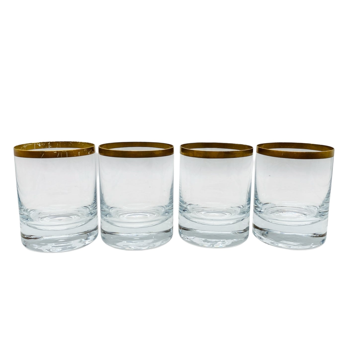 INGRID Goldrand 4er Set Trinkgläser Whiskygläser 70er Vintage Gläser Wassergläser