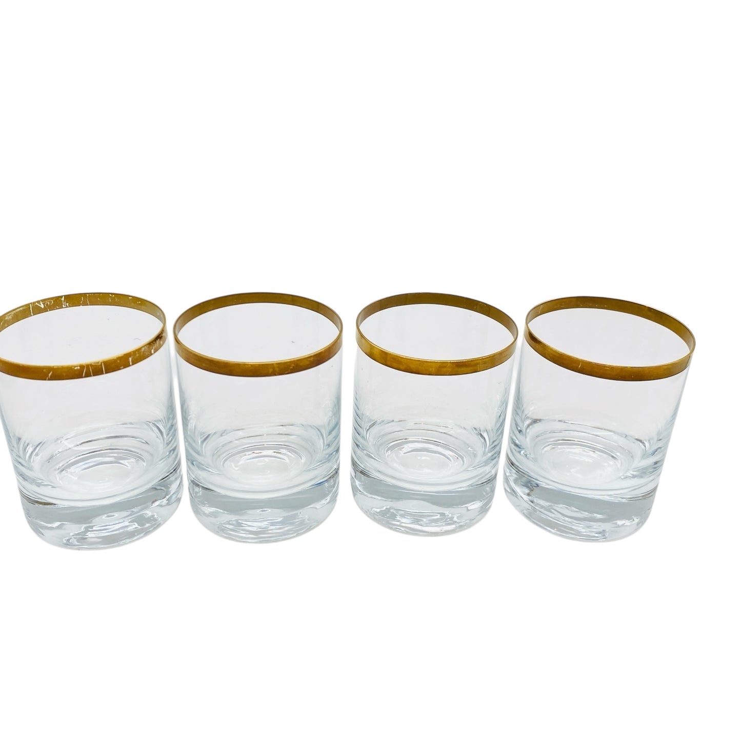 INGRID Goldrand 4er Set Trinkgläser Whiskygläser 70er Vintage Gläser Wassergläser