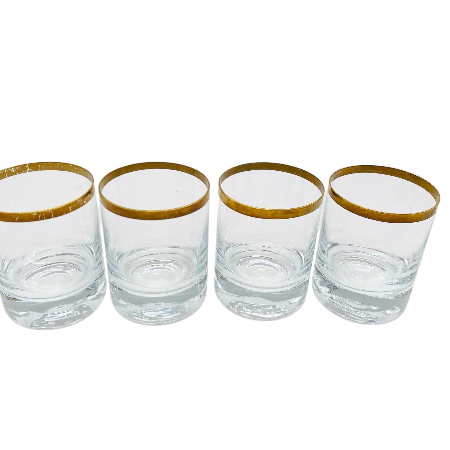 INGRID Goldrand 4er Set Trinkgläser Whiskygläser 70er Vintage Gläser Wassergläser