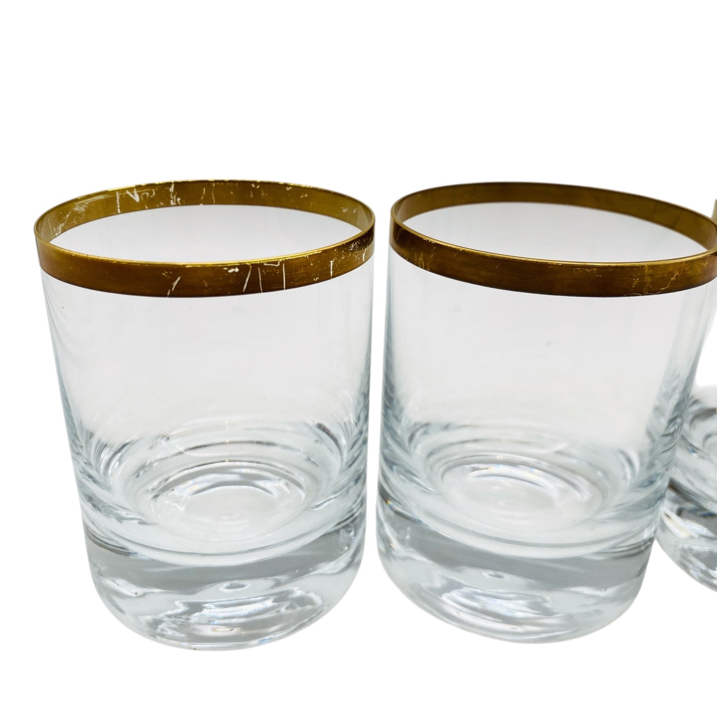 INGRID Goldrand 4er Set Trinkgläser Whiskygläser 70er Vintage Gläser Wassergläser