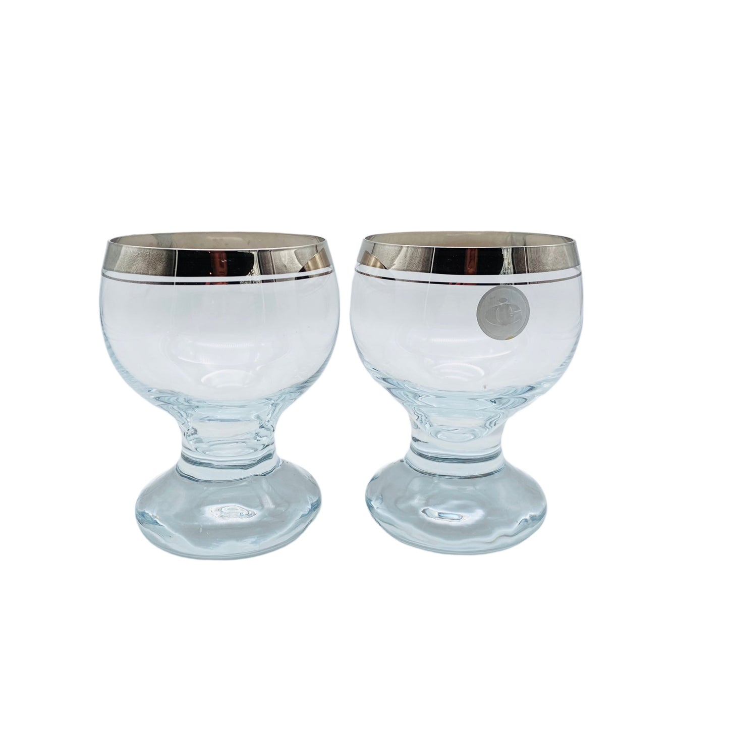 INGRID Weingläser Silberrand 2er Set 70er Jahre Glas Gläser