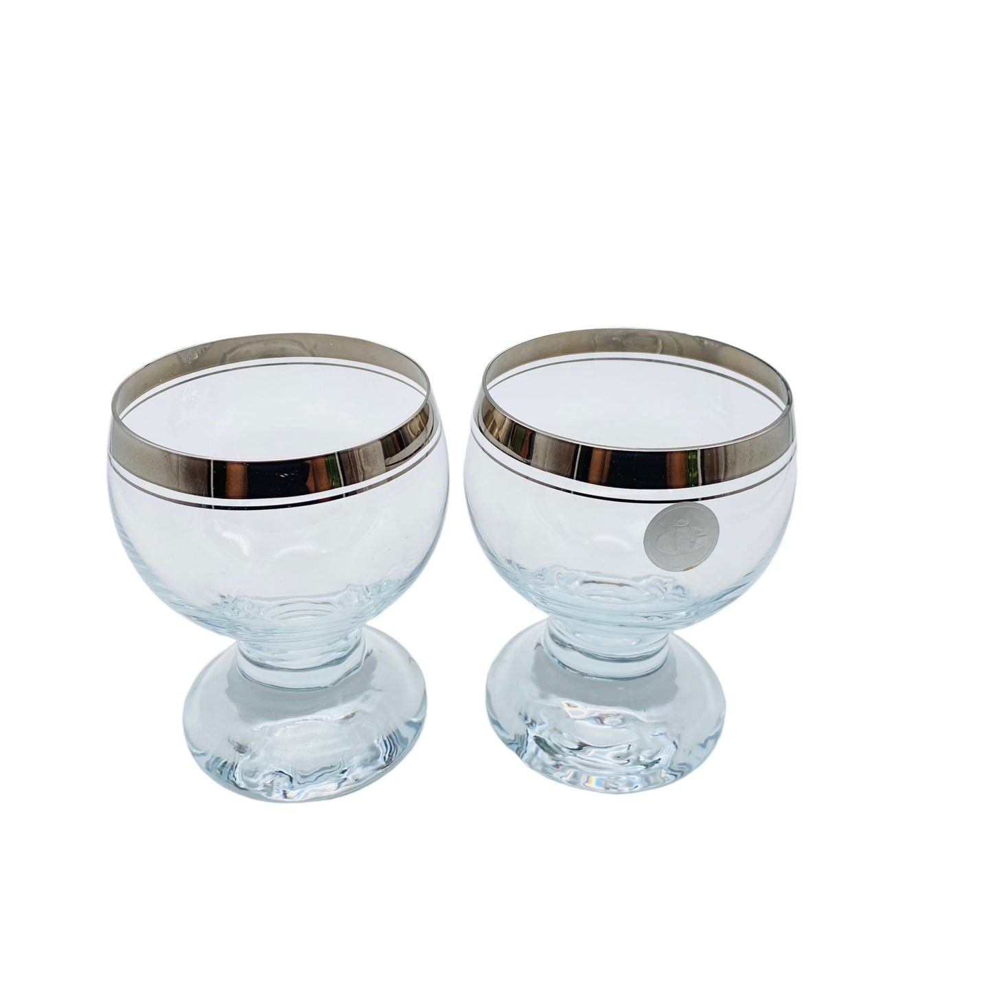 INGRID Weingläser Silberrand 2er Set 70er Jahre Glas Gläser