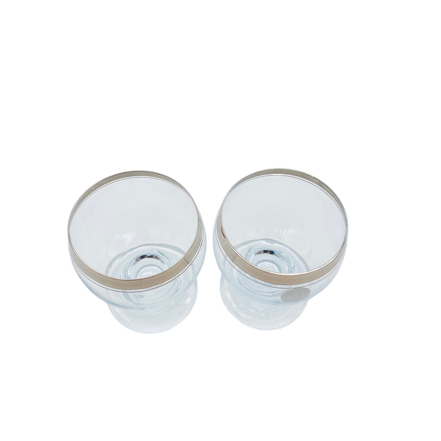 INGRID Weingläser Silberrand 2er Set 70er Jahre Glas Gläser