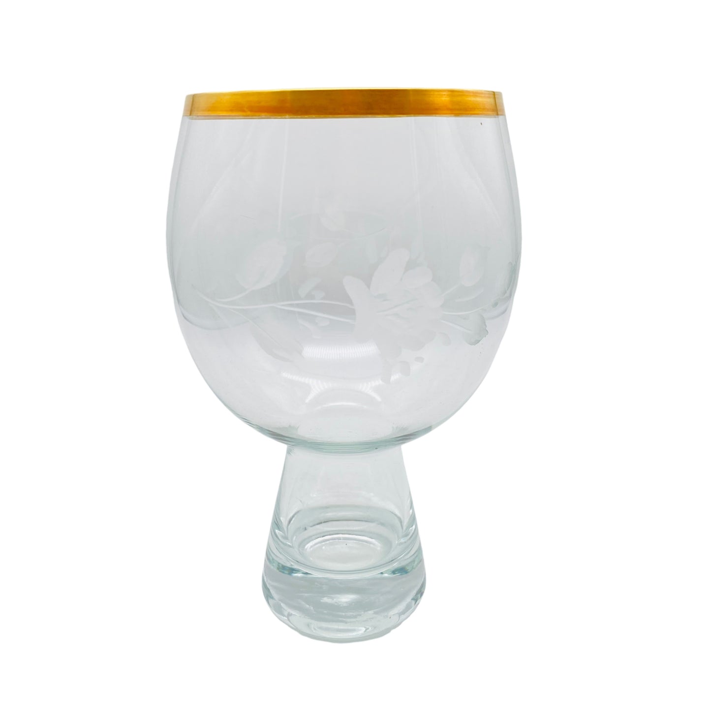 Ingrid Glas Rosenpokal Vase Goldrand beschliffen 70er Vintage