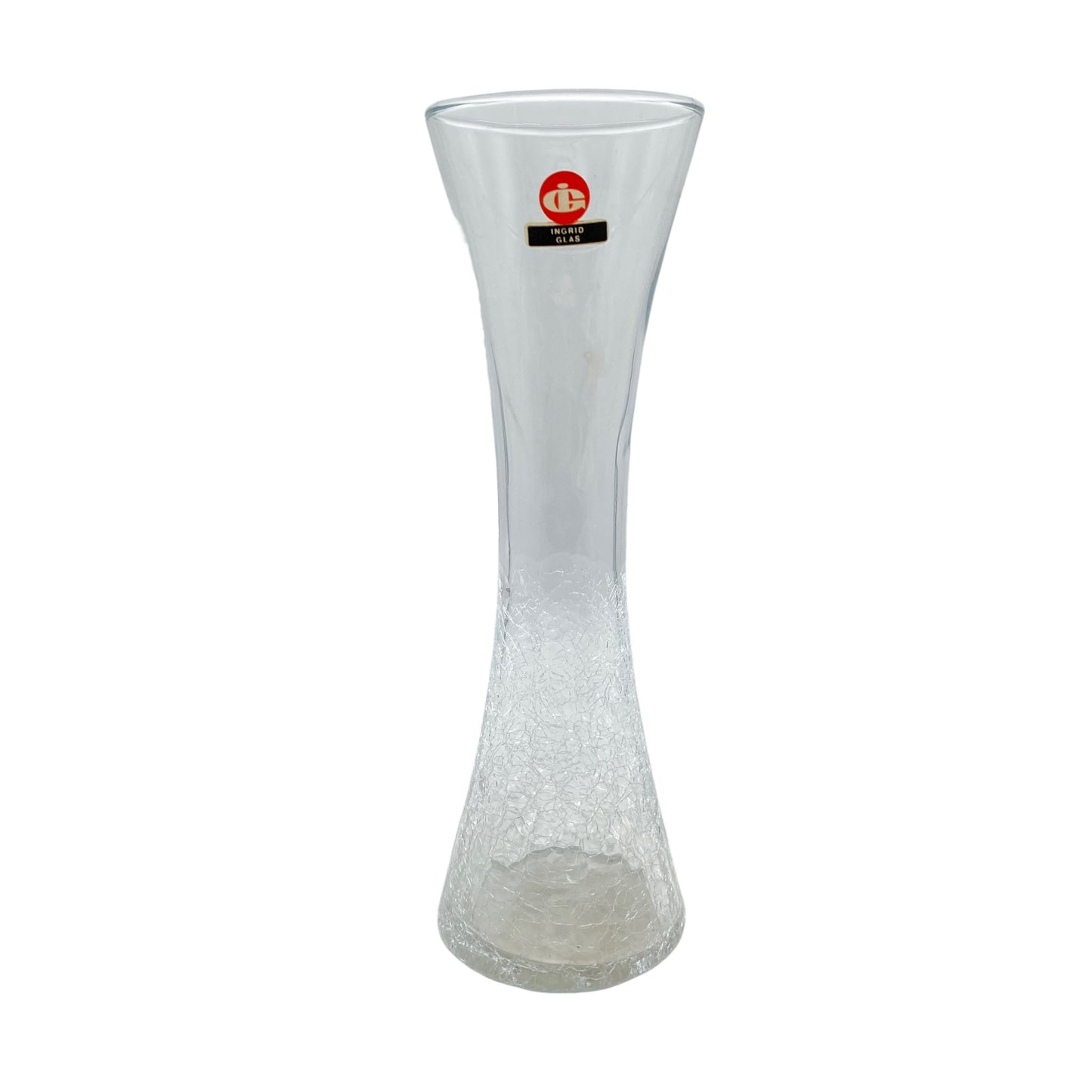 Ingrid Glas Vase Mid Century transparent Craquelle 60er 70er Jahre