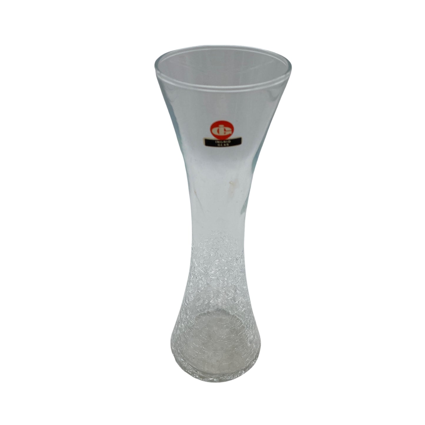 Ingrid Glas Vase Mid Century transparent Craquelle 60er 70er Jahre