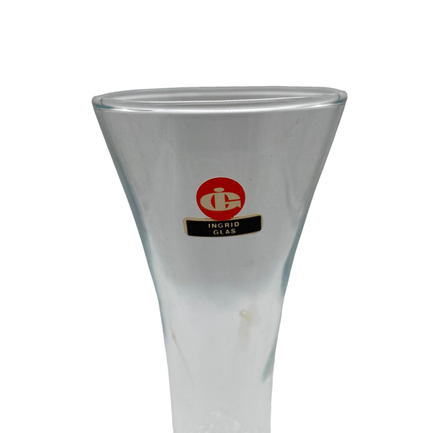 Ingrid Glas Vase Mid Century transparent Craquelle 60er 70er Jahre