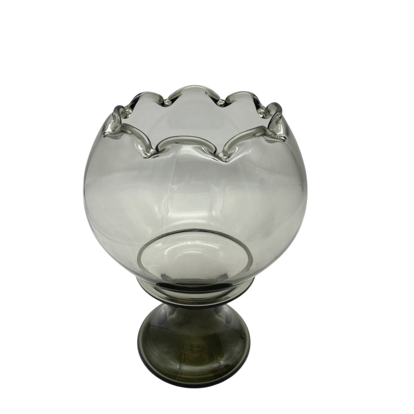 Regenhütte Glas Vase Rauchglas 1960er 1970er Dekoration grau