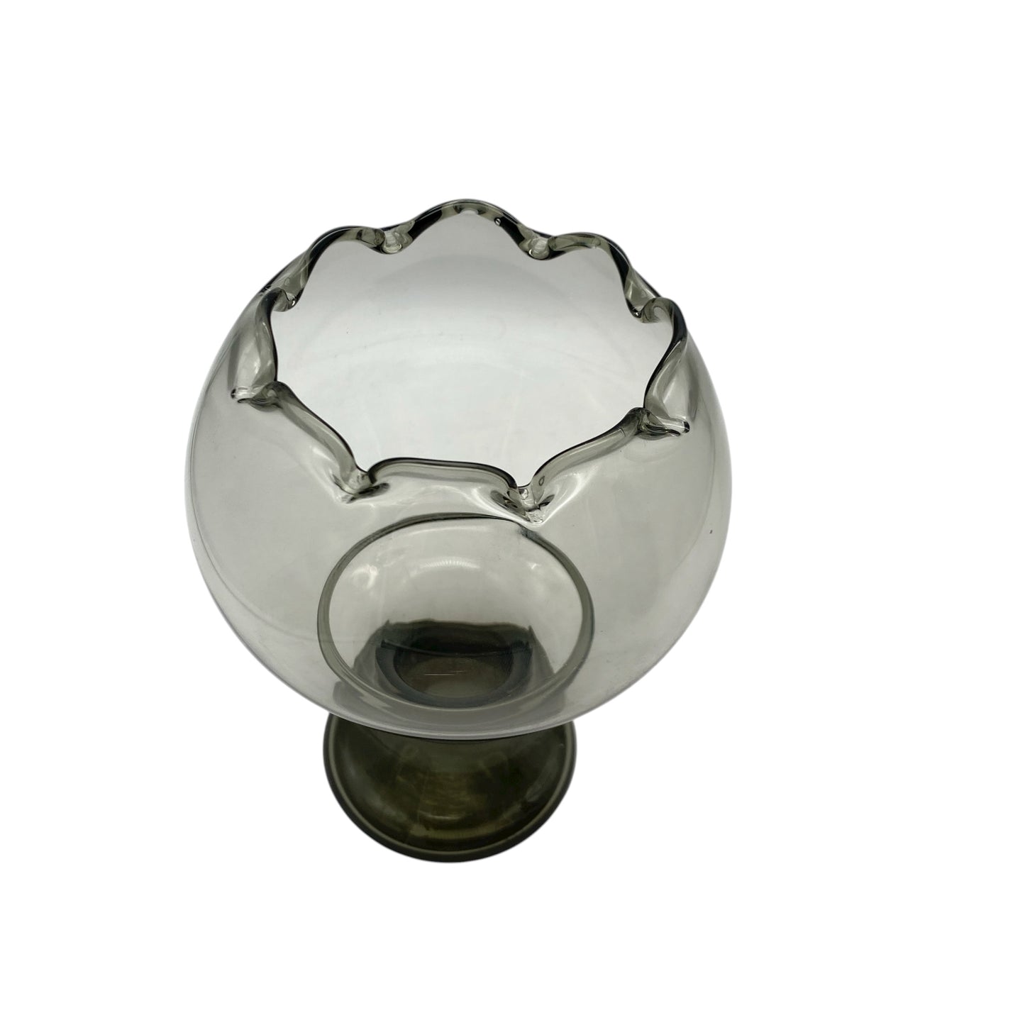 Regenhütte Glas Vase Rauchglas 1960er 1970er Dekoration grau