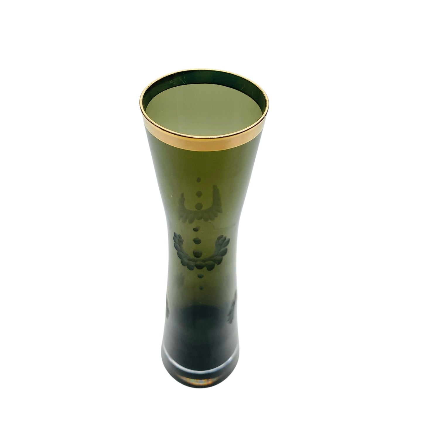 Ingrid Vase Glas Rauchglas grau Platinrand beschliffen Blüten 60er 70er Jahre Dekoration