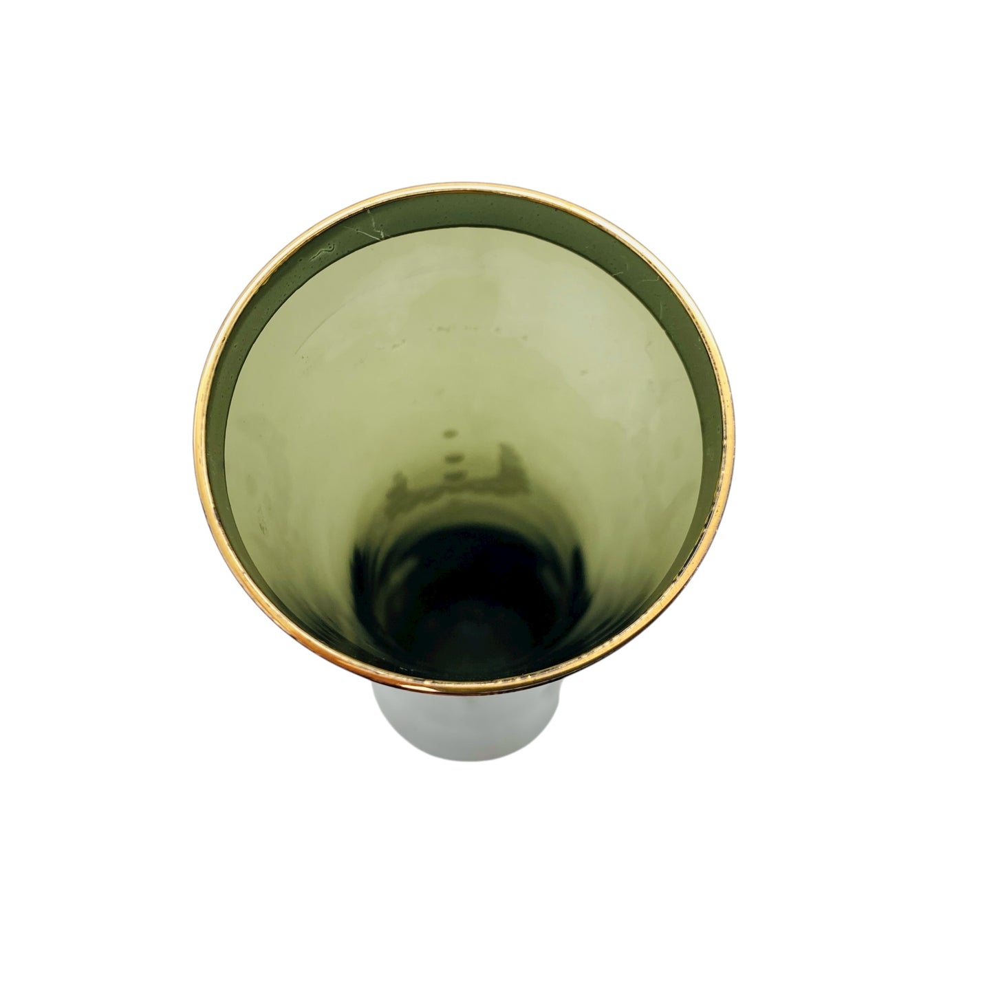 Ingrid Vase Glas Rauchglas grau Platinrand beschliffen Blüten 60er 70er Jahre Dekoration