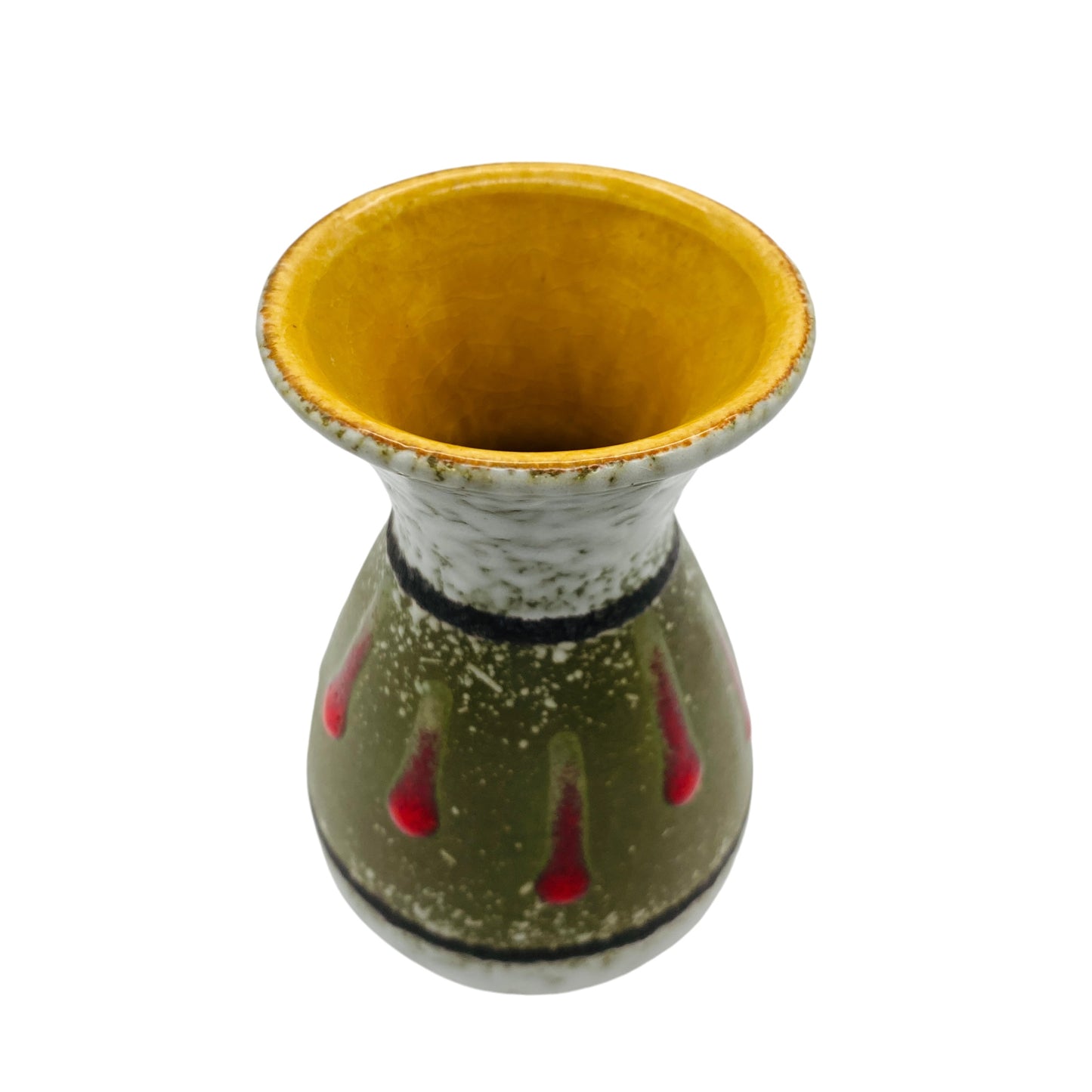 Jasba Keramik Vase Fat Lava Nr. 581/12 grün rot weiß gelb 60er 70er Mid Century Lounge