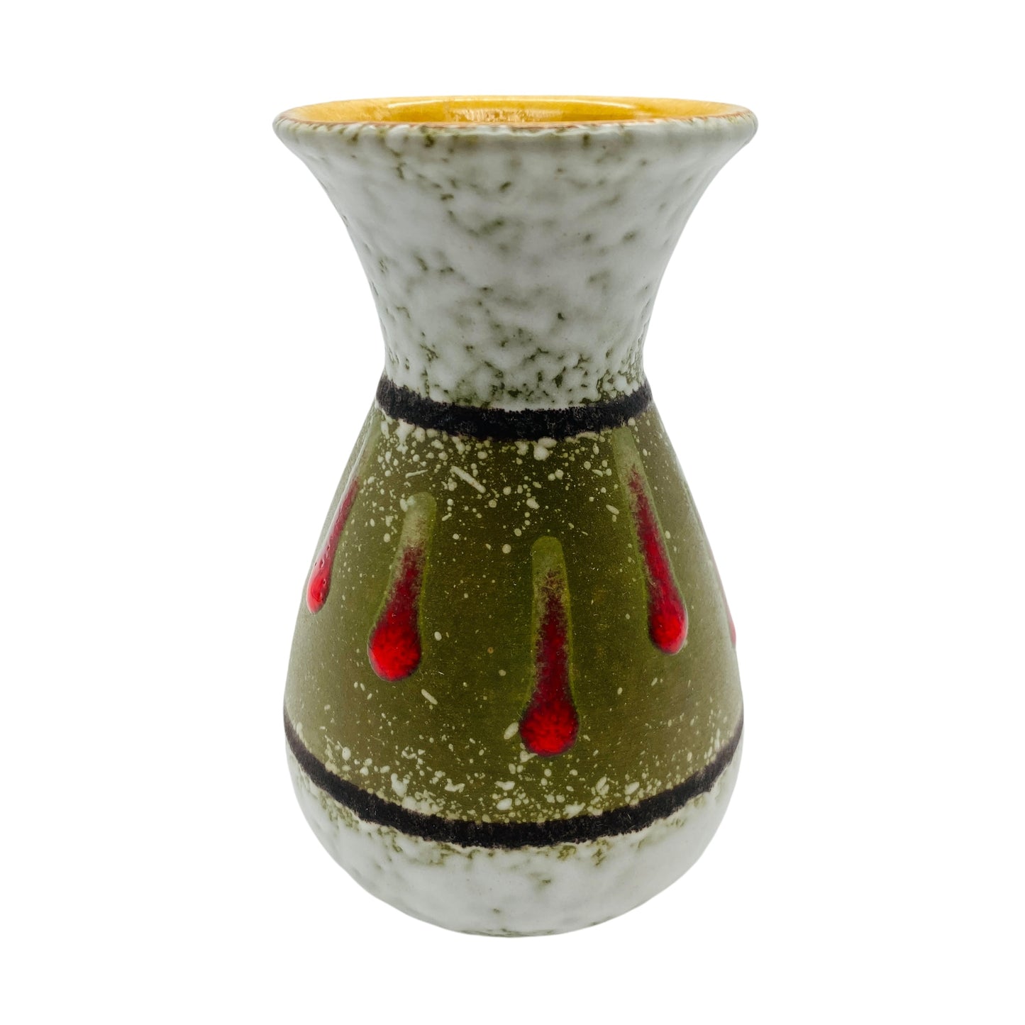 Jasba Keramik Vase Fat Lava Nr. 581/12 grün rot weiß gelb 60er 70er Mid Century Lounge