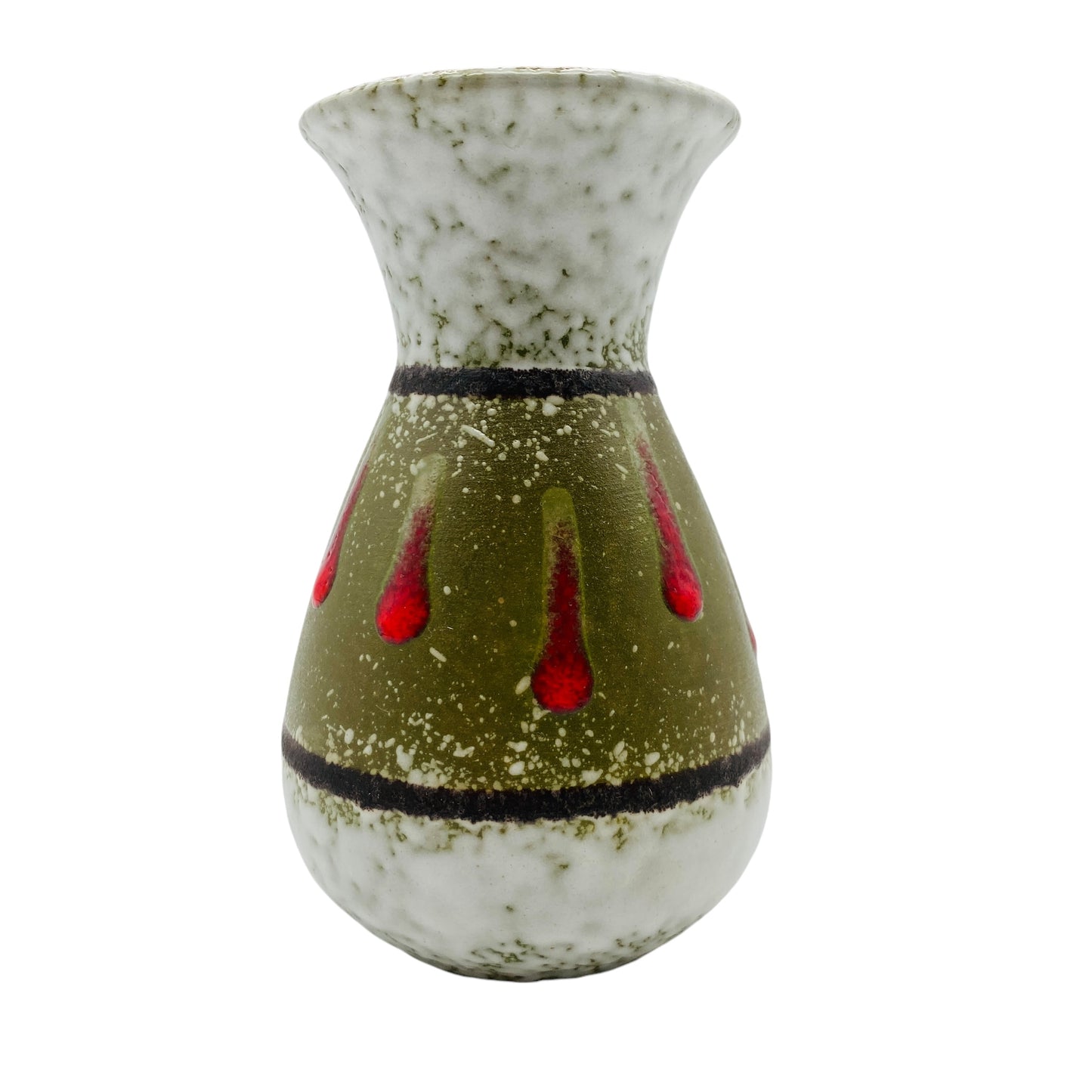 Jasba Keramik Vase Fat Lava Nr. 581/12 grün rot weiß gelb 60er 70er Mid Century Lounge
