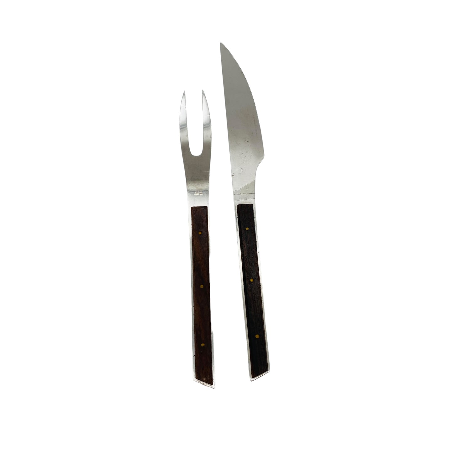 KGG Tranchierbesteck Messer Gabel Fleischzubereitung 80er Jahre Vintage Holz