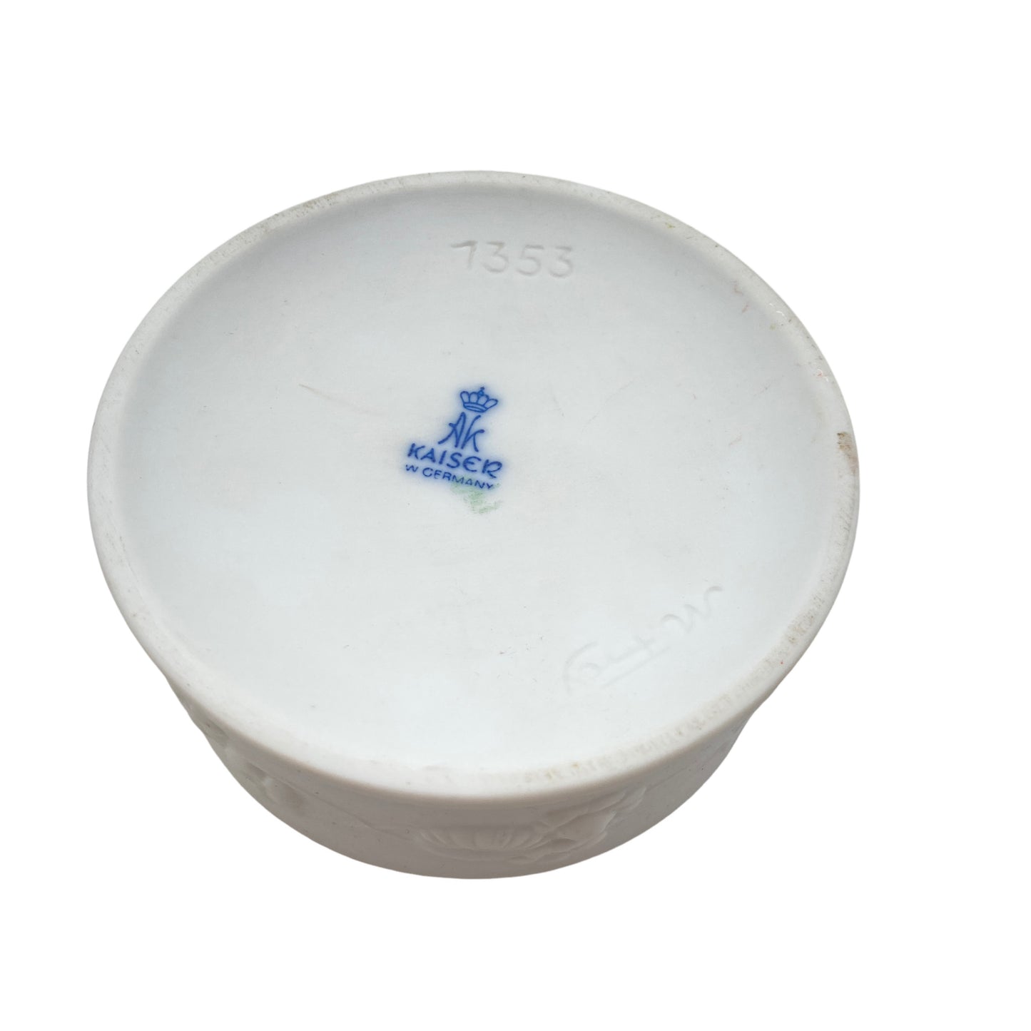 Kaiser Bisquit Porzellan Dose M. Frey weiß Deckeldose