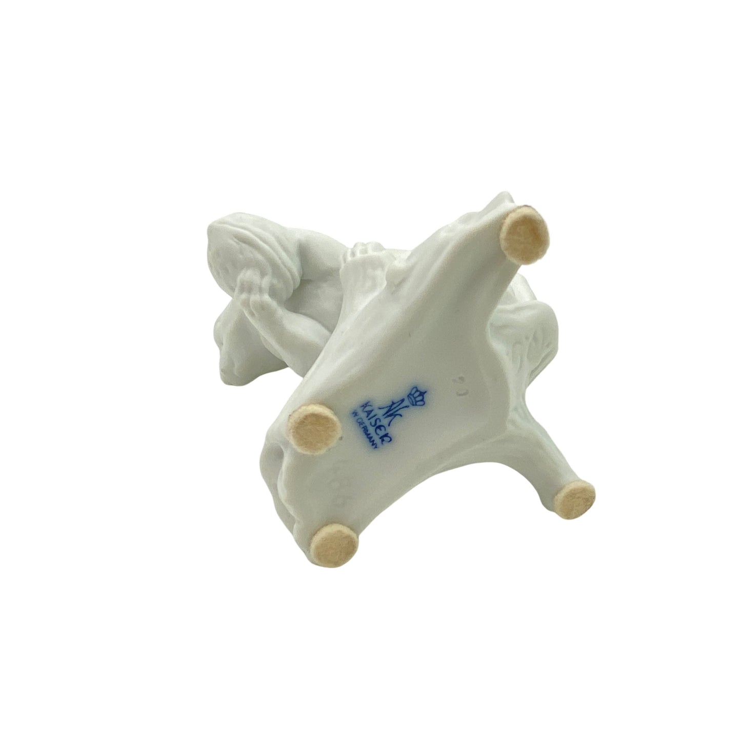 Kaiser Bisquit Porzellan Eichhörnchen Figur mit Walnuss weiß matt