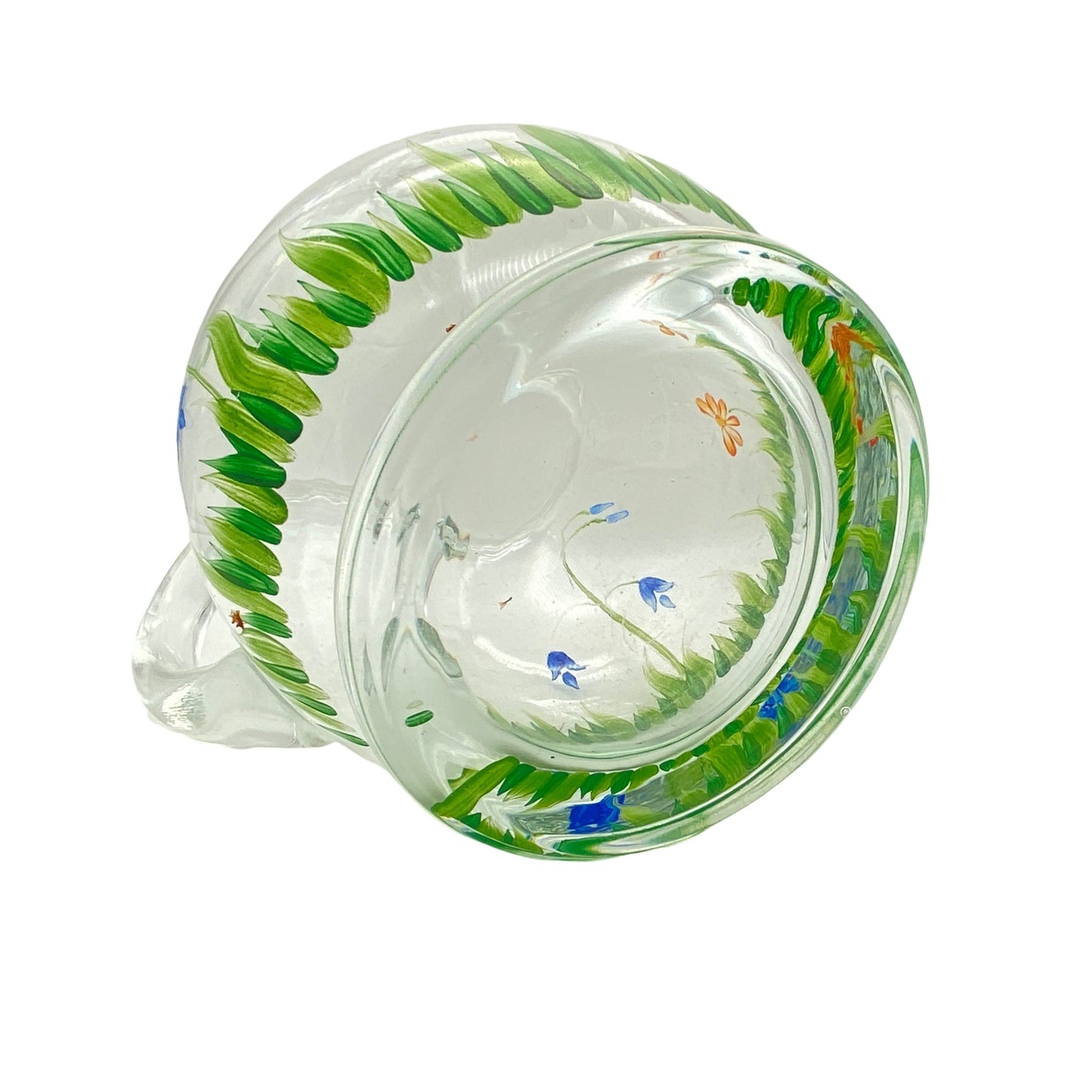 Karaffe Glas bemalt Blumen Blüten 70er 80er Jahre Vintage Kanne