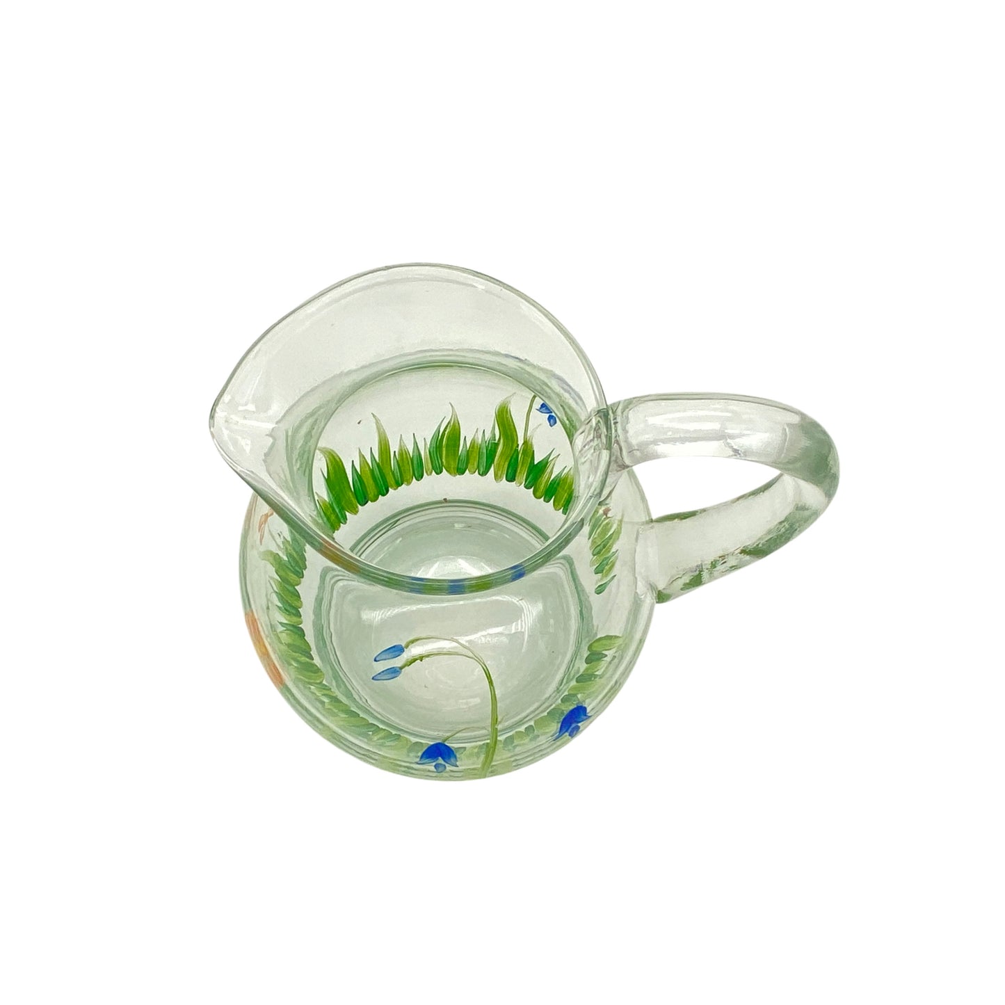 Karaffe Glas bemalt Blumen Blüten 70er 80er Jahre Vintage Kanne