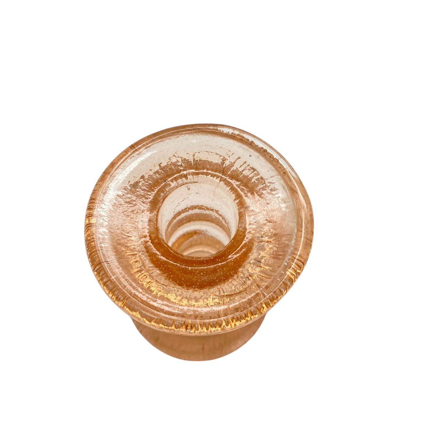 Kerzenhalter Glas Vintage rosa rosé 60er 70er Pressglas Dekoration