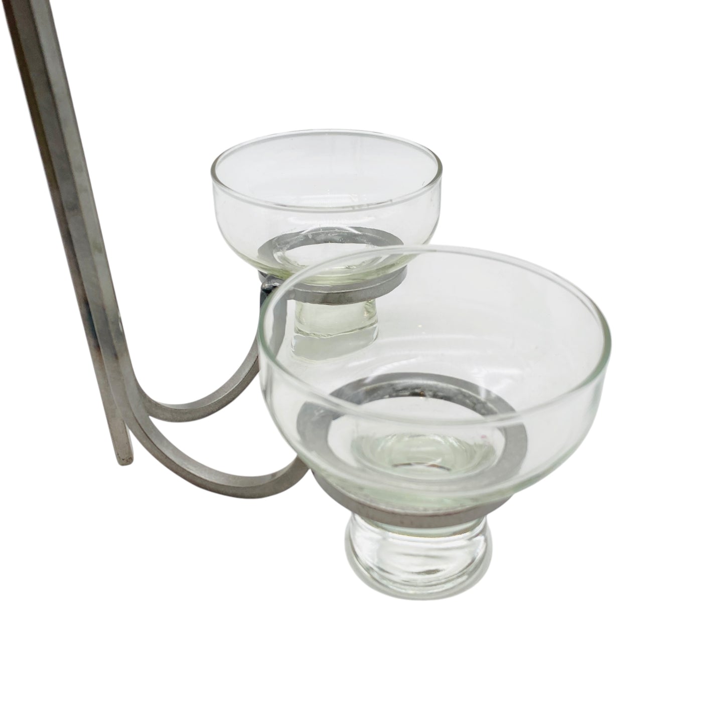 Kerzenständer Glas Eisen Iron 60er 70er Vintage mit 2er Set Glaseinsatz transparent