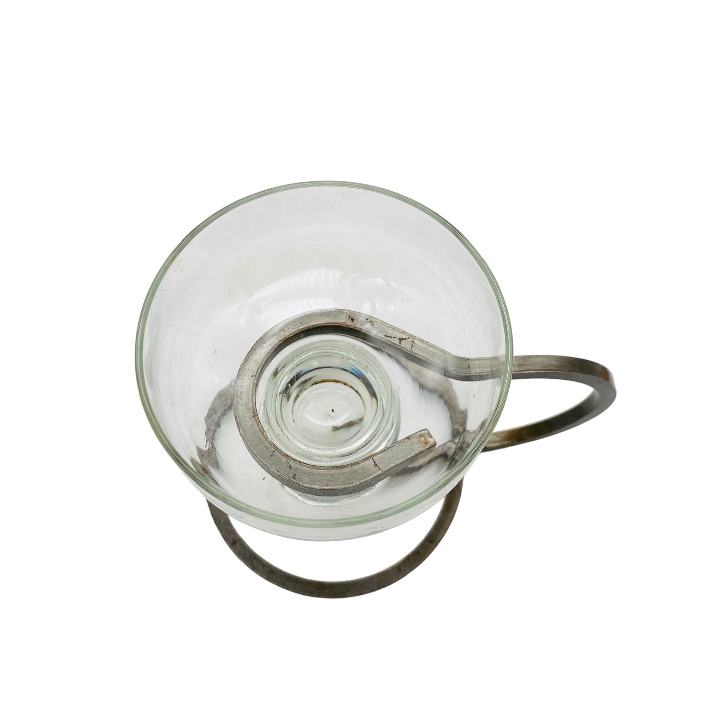 Kerzenständer Glas Eisen Iron 60er 70er Vintage mit Glaseinsatz transparent