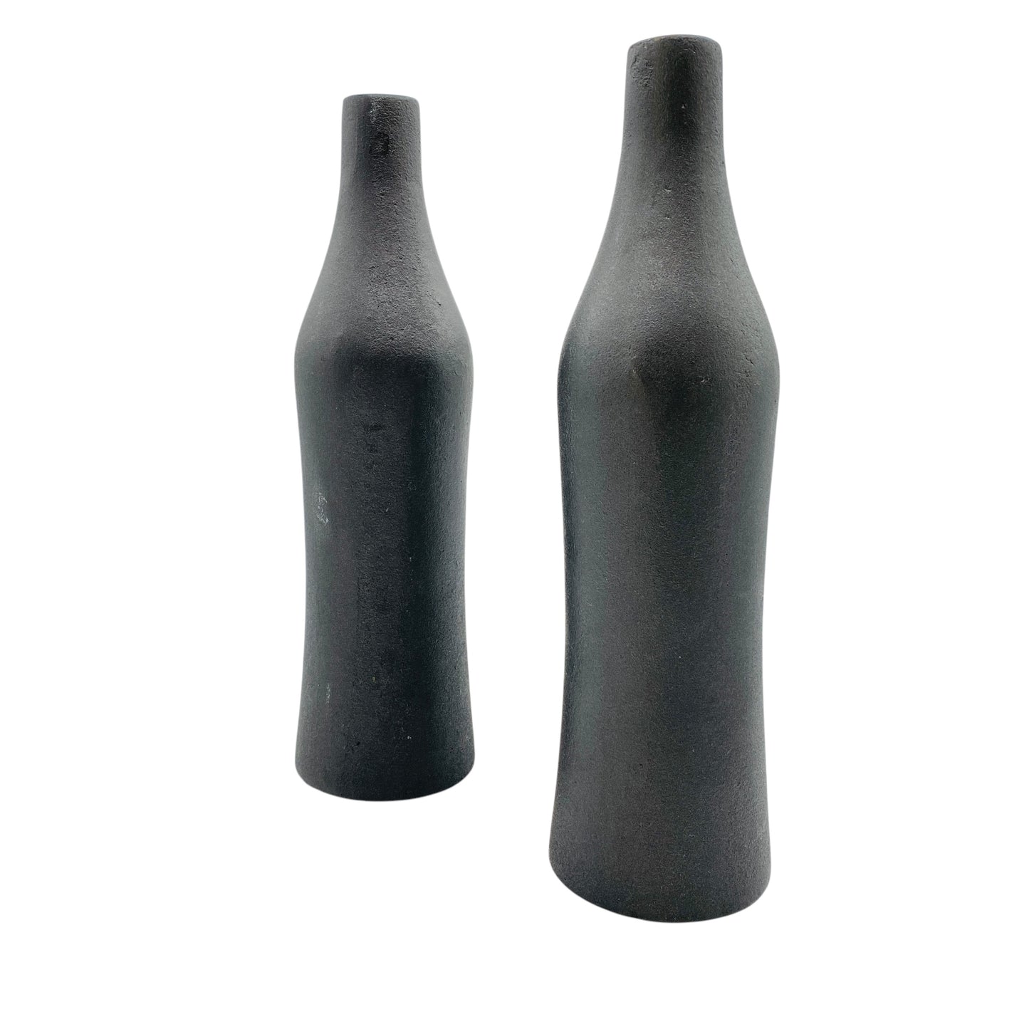 Kerzenständer Paar aus Eisen grau in Flaschenform Vintage Deko