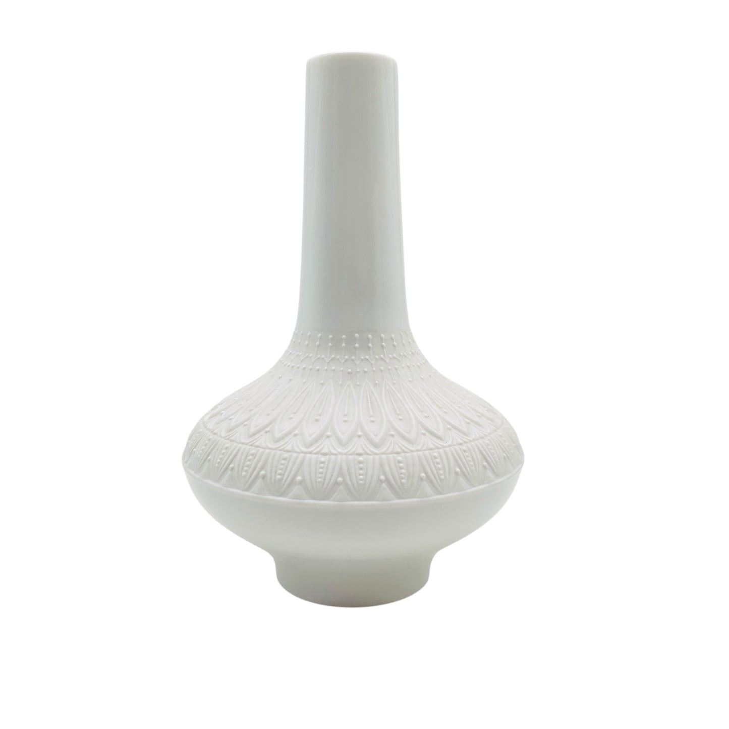 Krautheim & Adelberg K&A Porzellan weiß matt Bisquit Vase mit Dekor 60er 70er Jahre