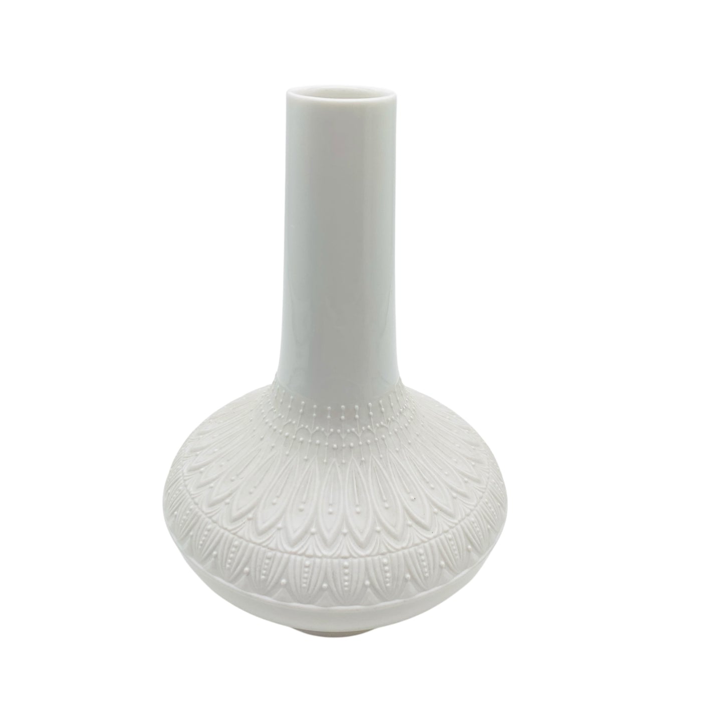 Krautheim & Adelberg K&A Porzellan weiß matt Bisquit Vase mit Dekor 60er 70er Jahre