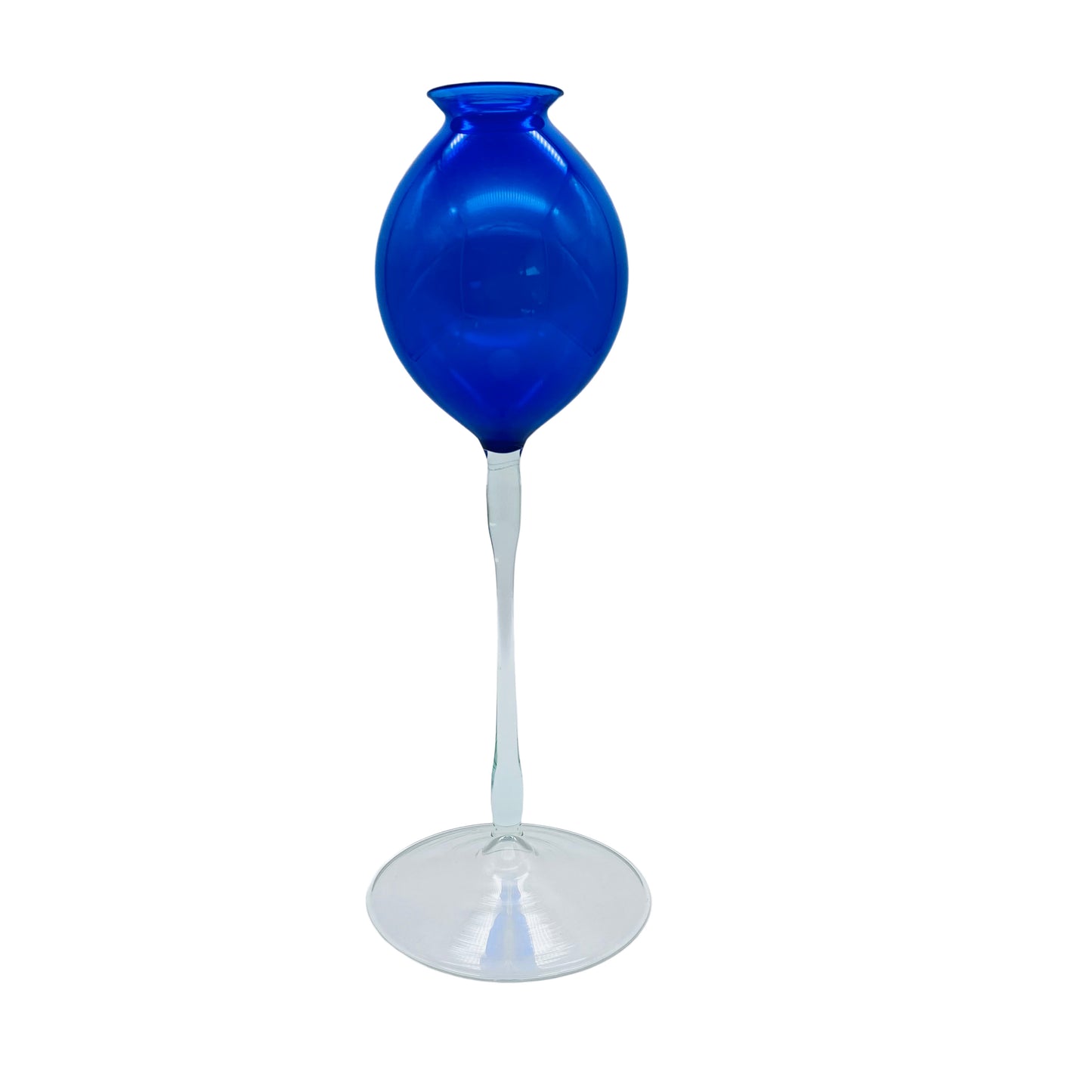 LAUSCHA Pokalvase Stielvase blau transparent GDR DDR Thüringen 60er 70er Jahre