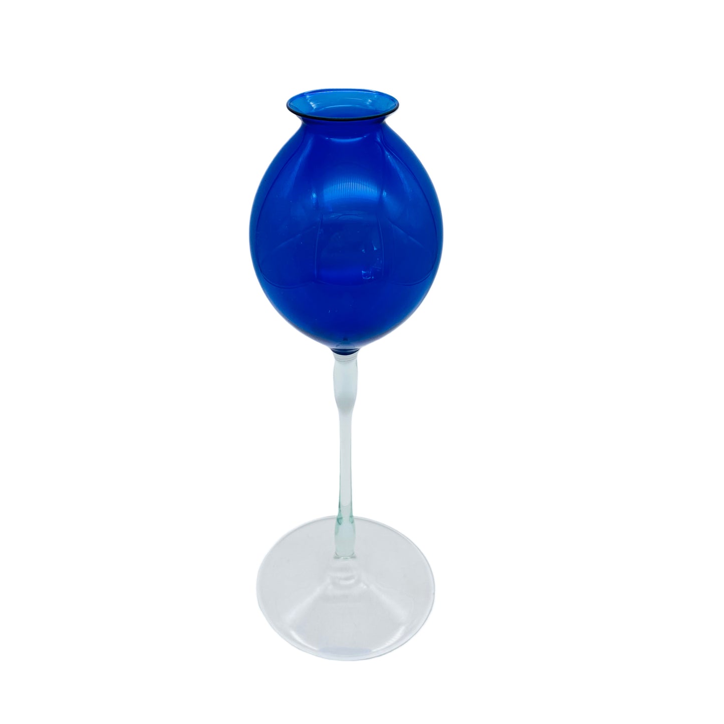 LAUSCHA Pokalvase Stielvase blau transparent GDR DDR Thüringen 60er 70er Jahre