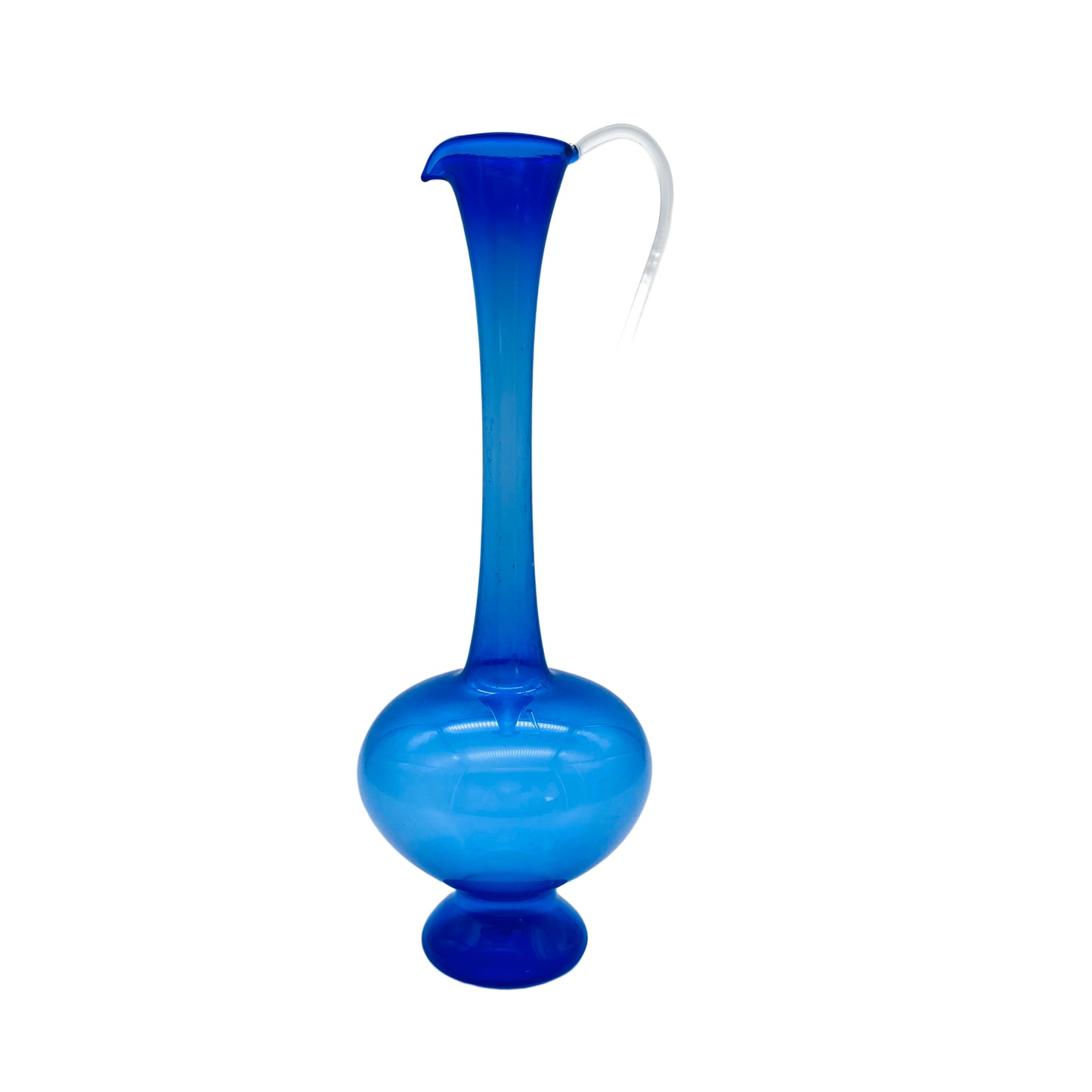 LAUSCHA Vase Henkelvase blau 60er 70er Jahre Thüringen Glas