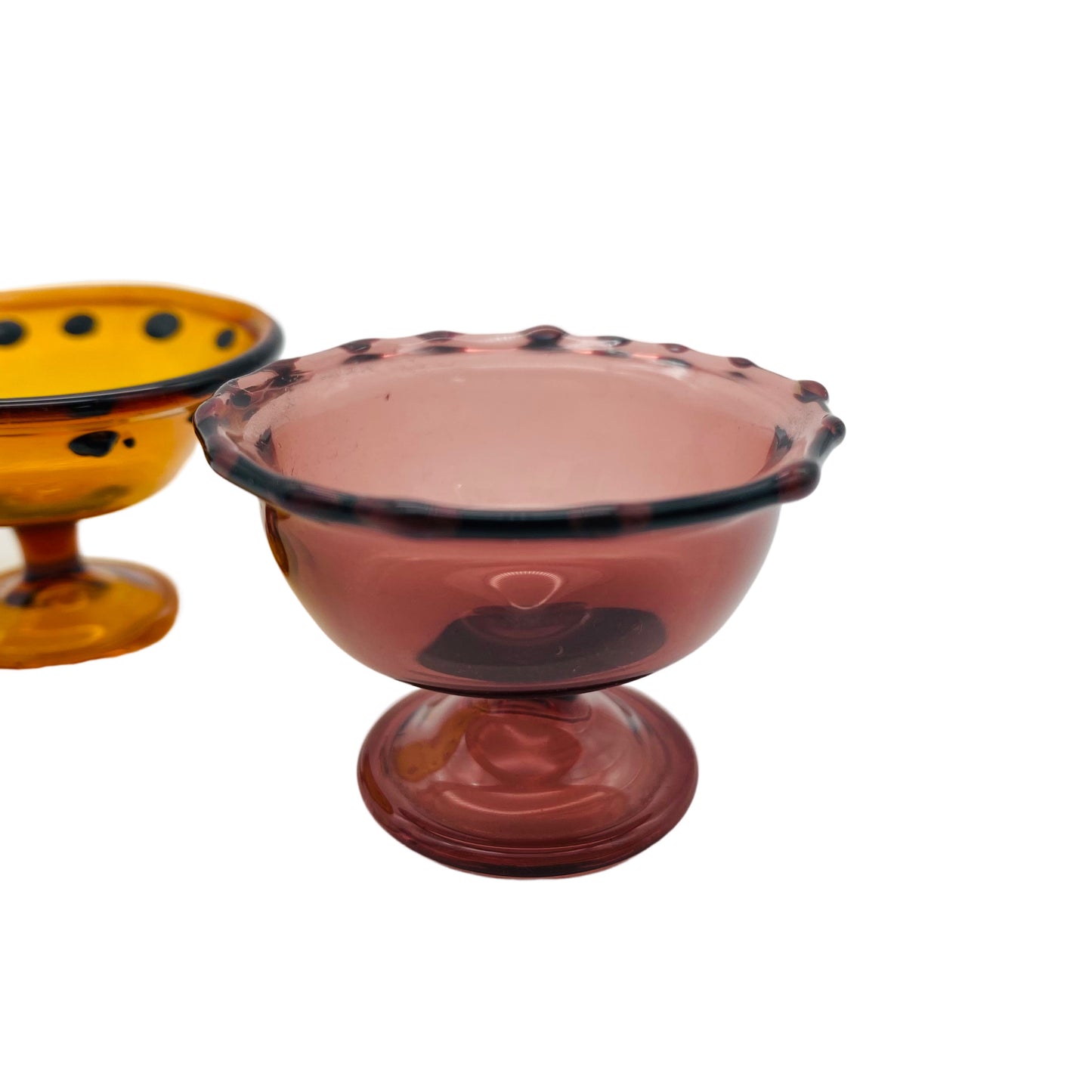 LAUSCHA mini Schalen Puppenschule Dekoration Bernstein lila Glas 60er Jahre