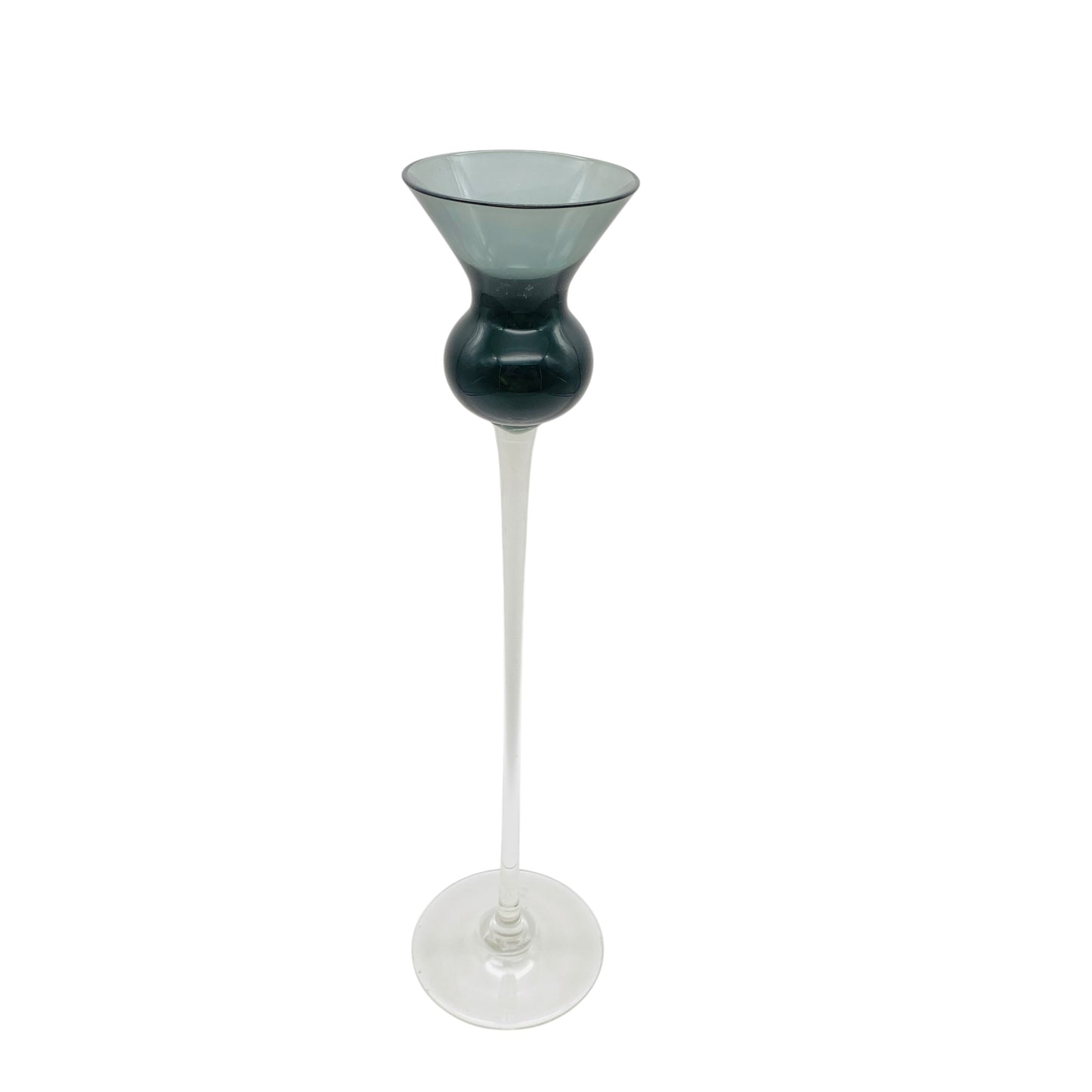 LEICHLINGER Gral Glas Kerzenhalter 50er GRAL Glas Rauchglas grau 30 cm Deko