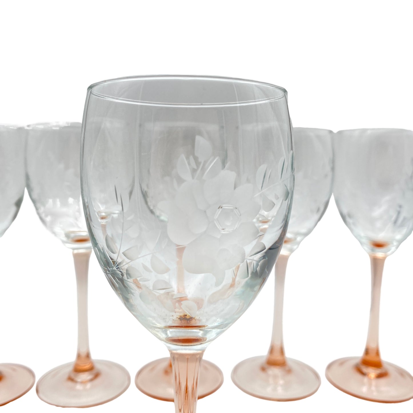 LUMINAR Weingläser rosa rosé beschliffen 6er Set 70er 80er Vintage Glas