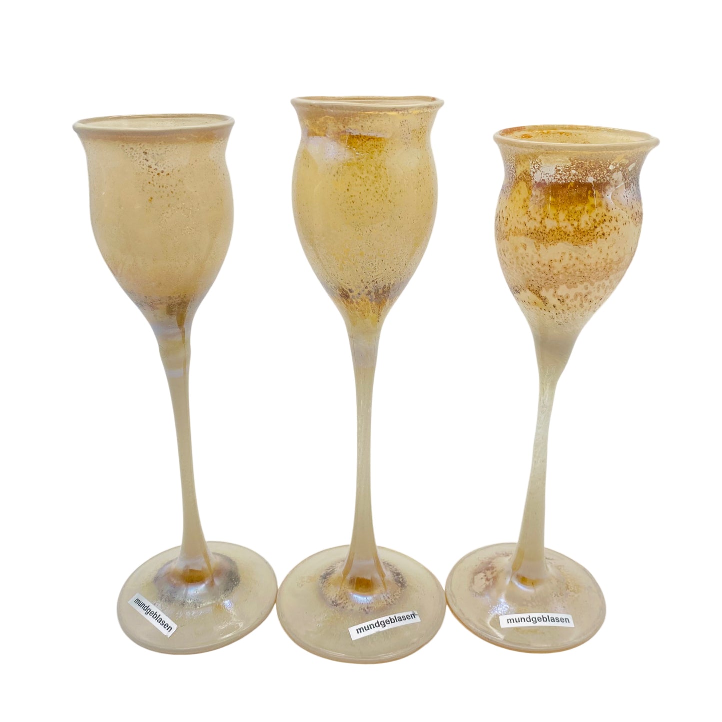 Likörgläser Dekoration braun mundgeblasen 70er 80er Jahre Glas