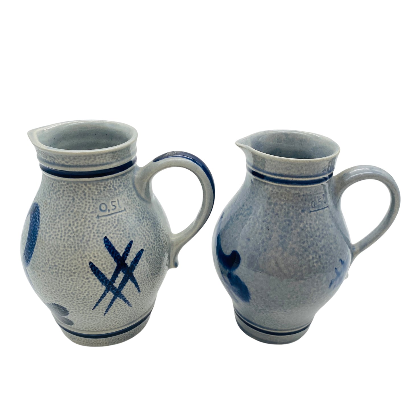 Marzi & Remy / Gerzit Krug Set Keramik grau blau 70er 80er Jahre