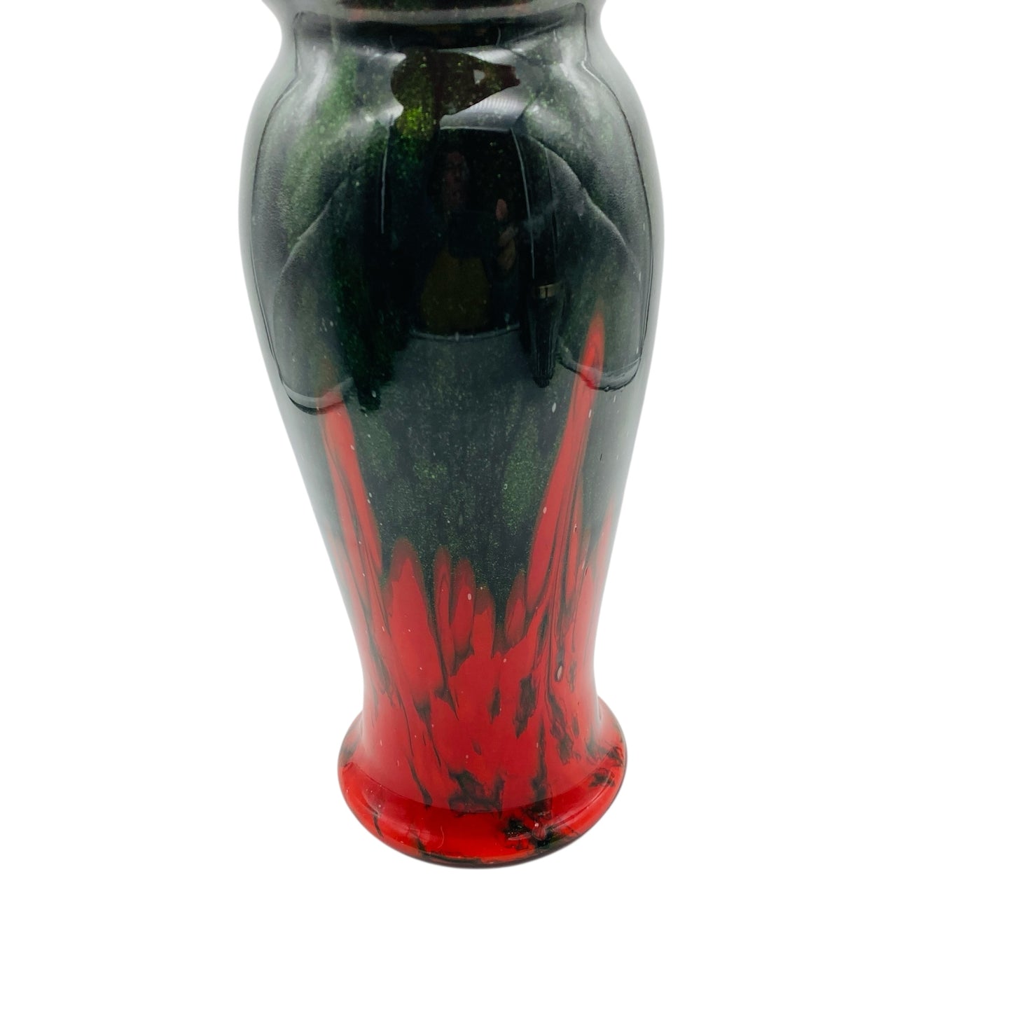 Meissner Glasraffinerei Dresden-Coswig Glas Vase rot mit grüner Aventurin 20er 30er Jahre