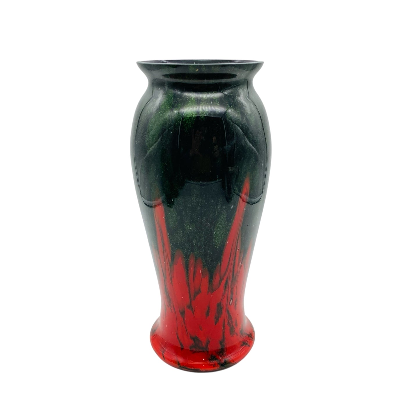 Meissner Glasraffinerei Dresden-Coswig Glas Vase rot mit grüner Aventurin 20er 30er Jahre