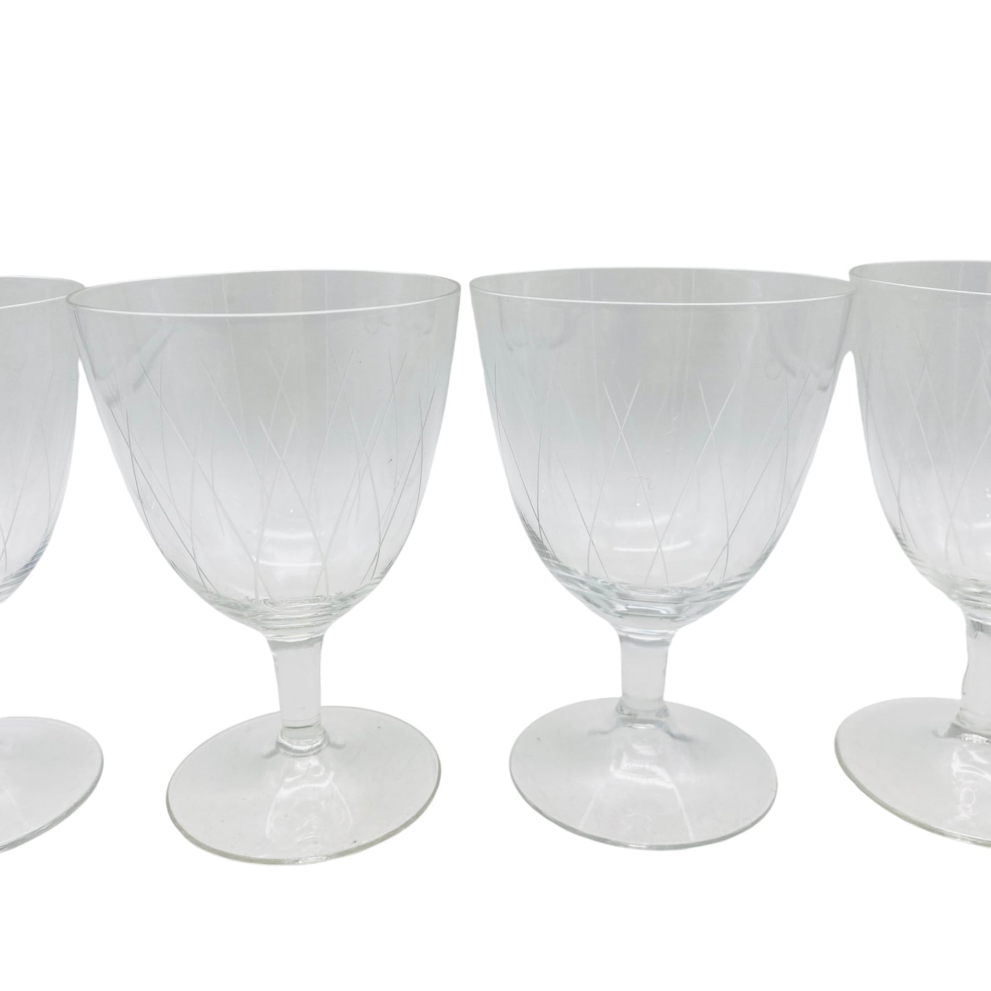 Mid-Century Weingläser 7er Set beschliffen H 11,2 cm Gläser Glas